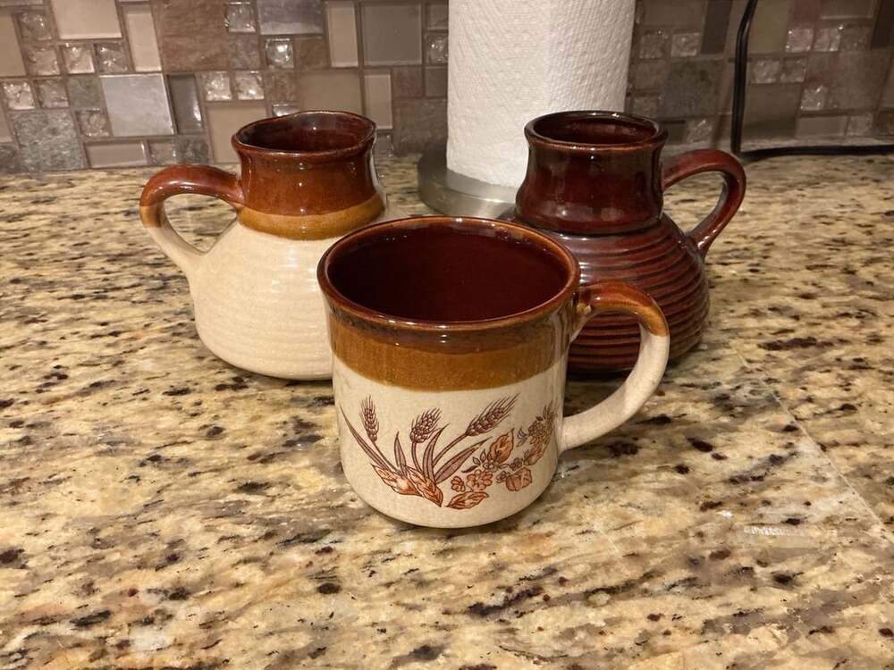Vintage Stoneware Pottery Wheat Pattern Set